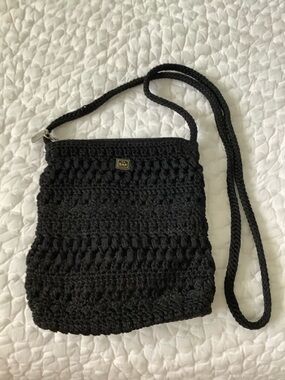 The Sak Black Crochet Crossbody Bag with Braided Strap